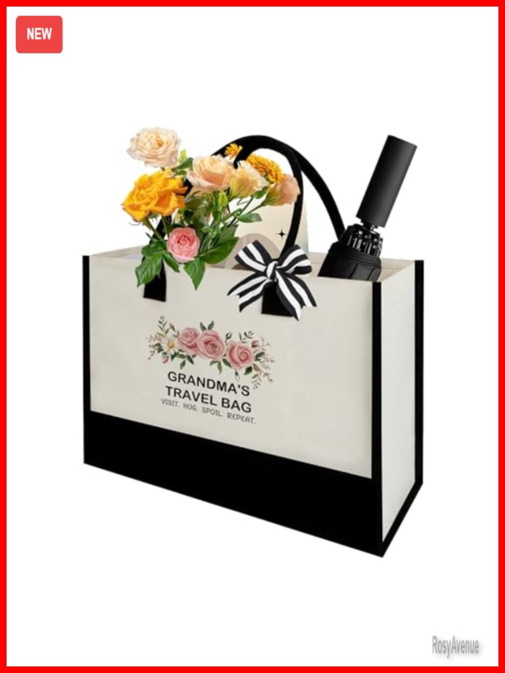 Canvas Tote Bag for Grandma Birthday Mothers Day Gift Reusable Shopping Beach